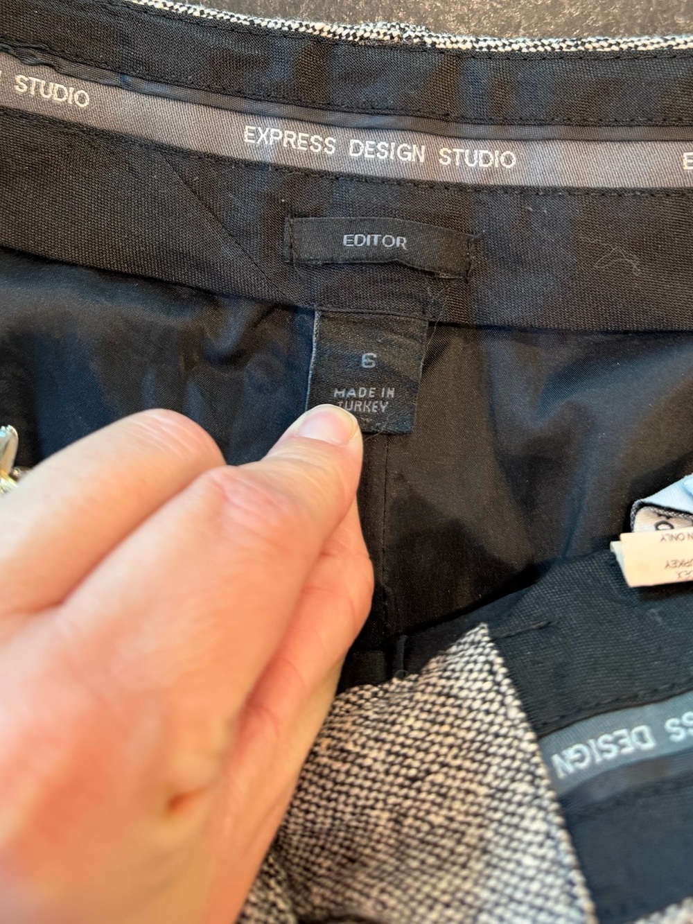 Express Editor Wide Leg Wool/Silk Blend Trousers Gray Black Size 6 - Picture 6 of 10